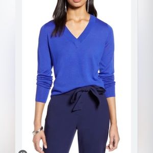 Halogen v neck wool blend sweater